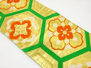 アンティーク　亀甲に華紋織り出し袋帯（着用可）